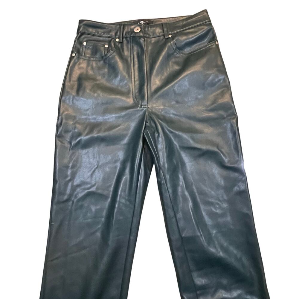 7 For All Mankind Women’s XS Faux Leather Skinny Dark Green Pants Goth Grunge